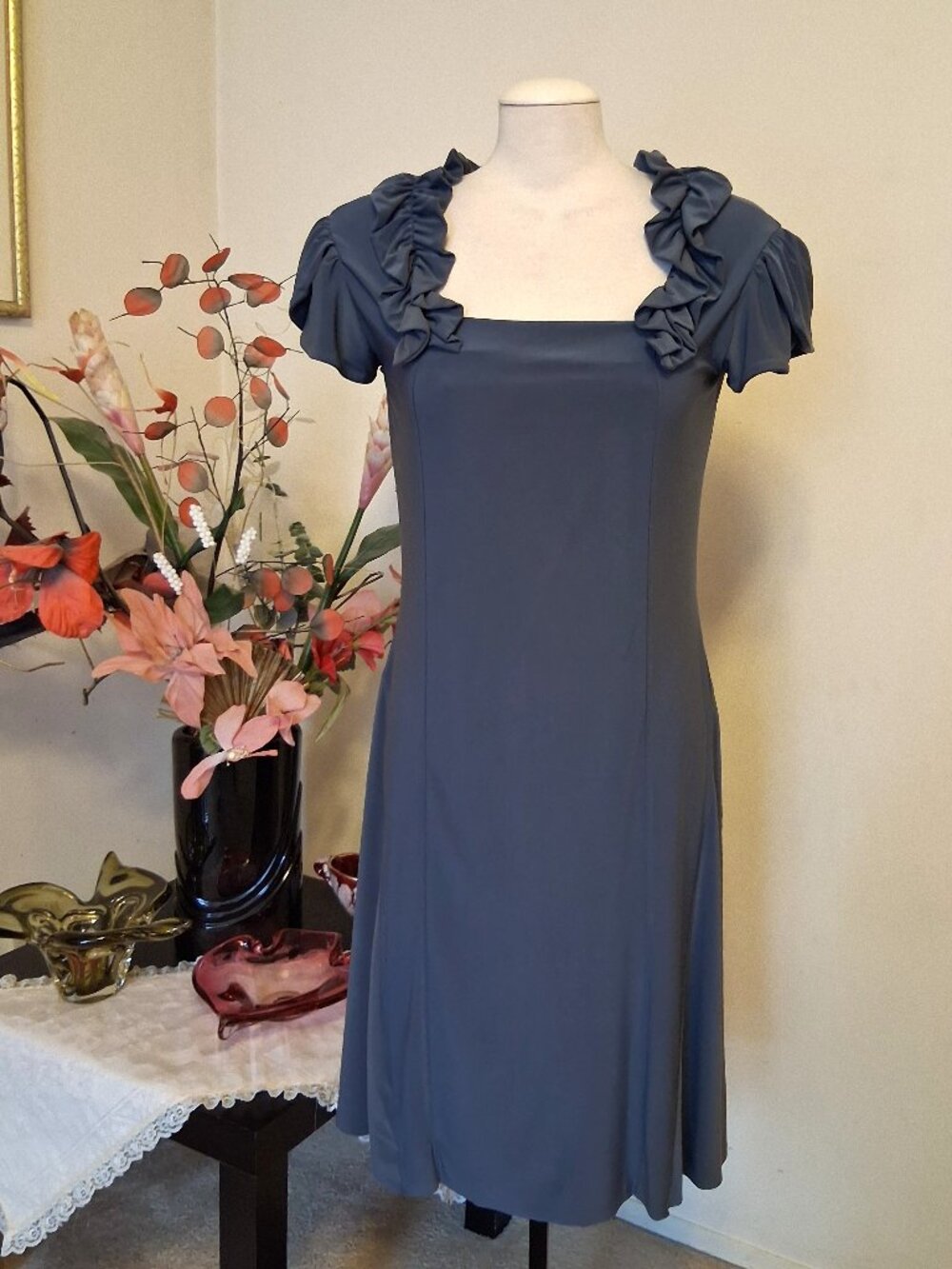 New Robert Kitchen Summer Midi Dresses Office Casual Party Flowy Swing Dress M